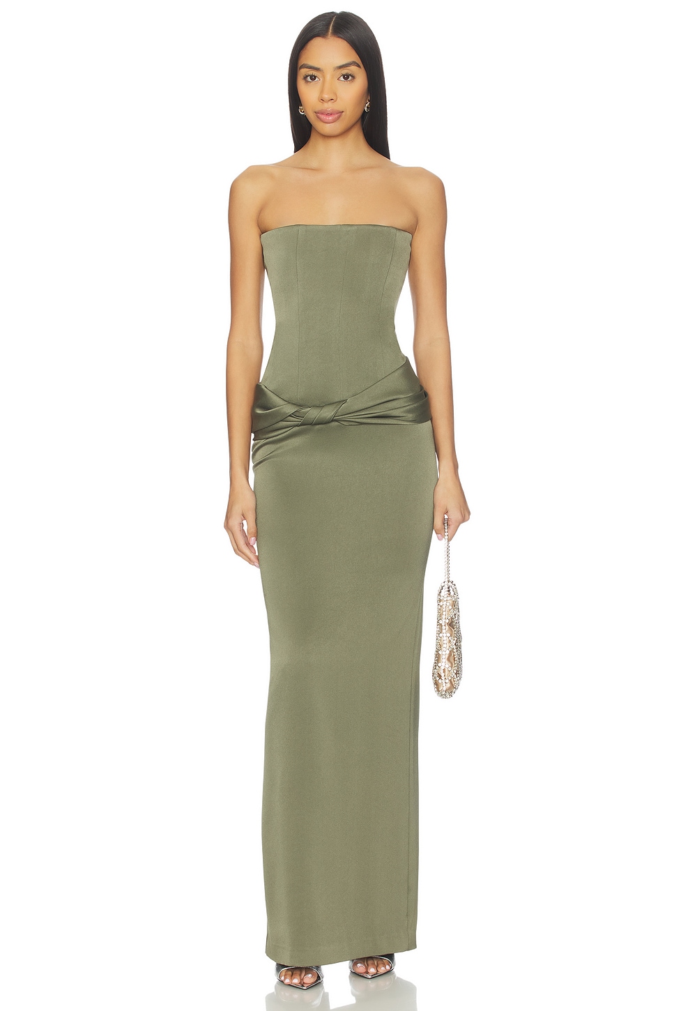 alex perry dress green Alex Perry one-shoulder Satin Dress | Green
