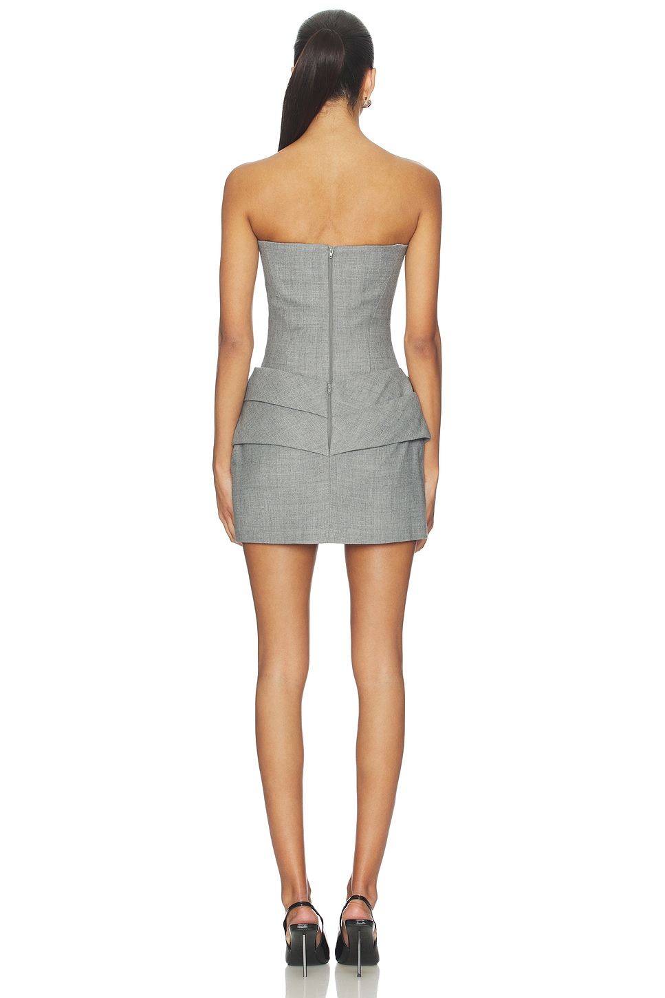 Alex Perry Longline Cupped Corset Mini Dress in Grey | REVOLVE