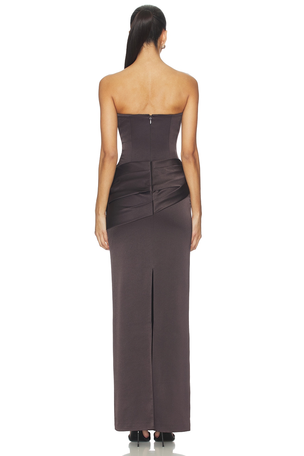 Alex Perry Strapless Curved Corset Drape Column Dress in Fig | REVOLVE Alex Perry Strapless Curved Corset Drape Column Dress in Fig | REVOLVE