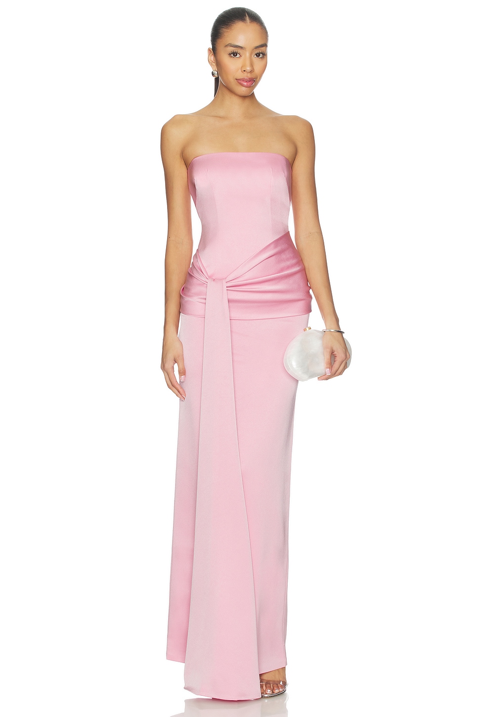 Alex Perry Strapless Drape Sash Column Dress in Peony | REVOLVE