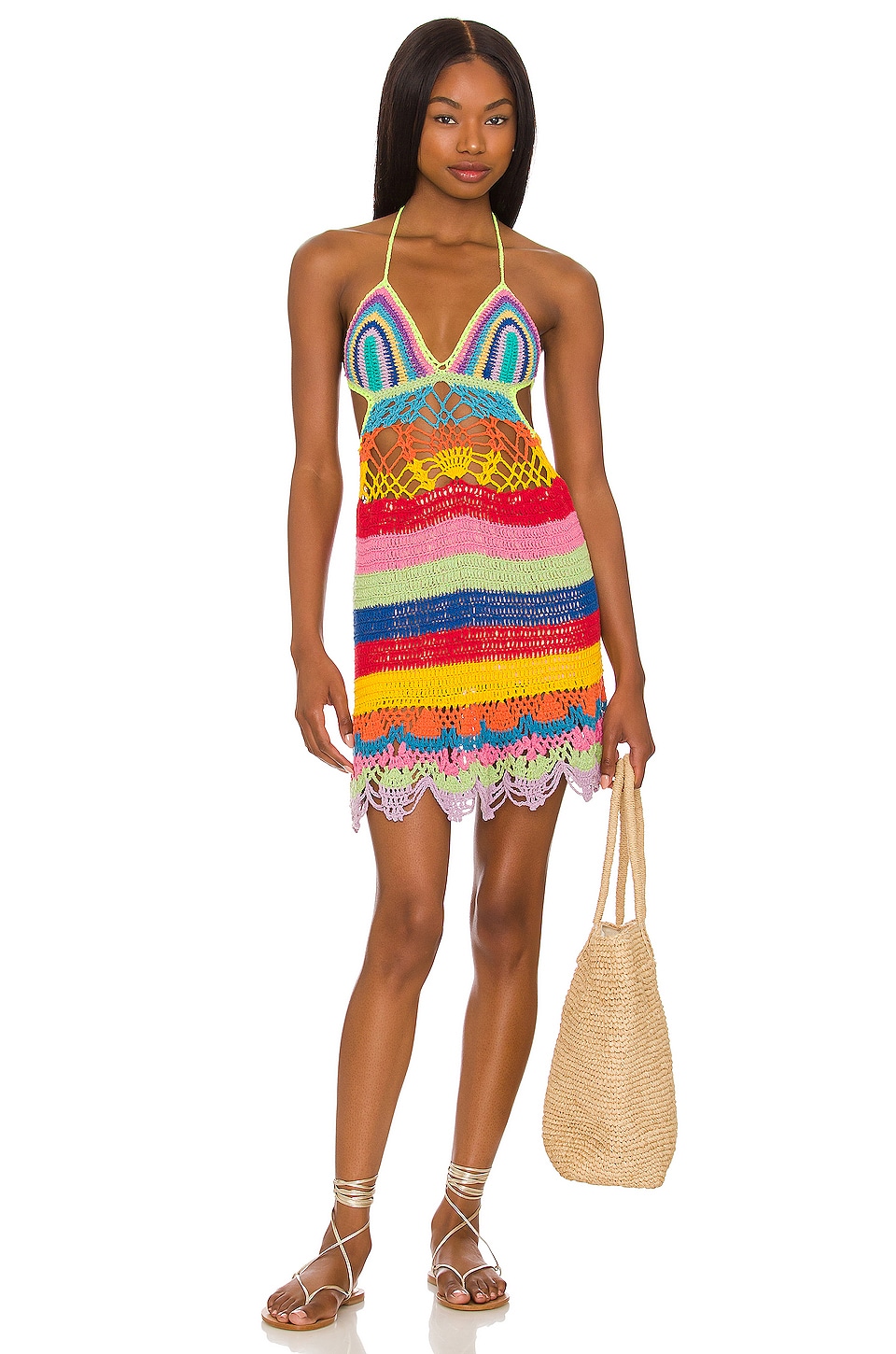 Alix Pinho Mini Cut Out Dress in Multi Stripe REVOLVE