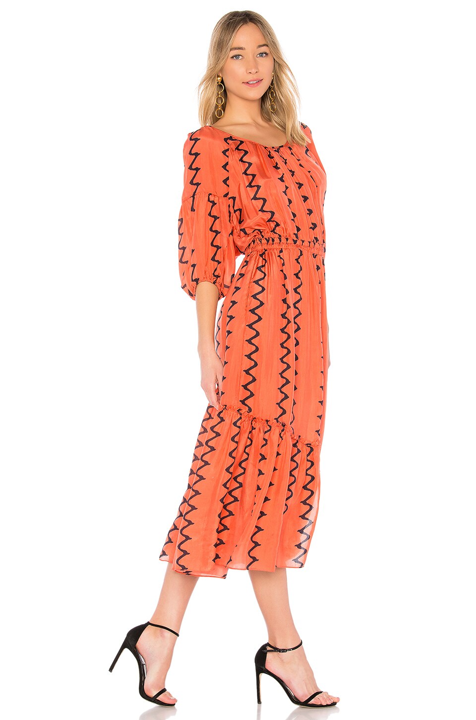 APIECE APART Camellia One Shoulder Dress in Papaya Berber