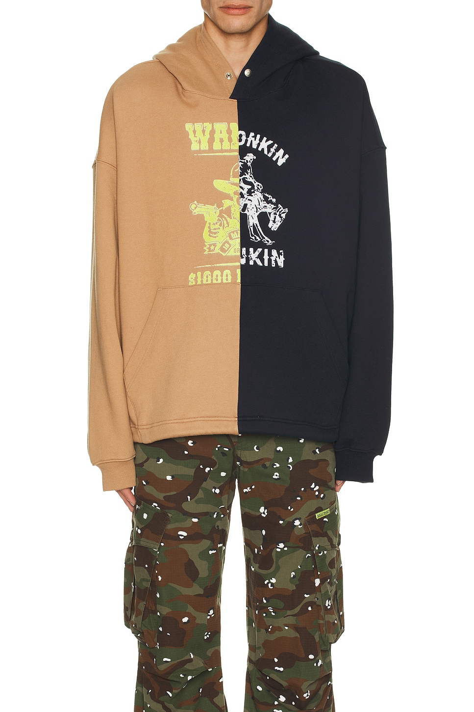 パーカー・フーディ AFTER PRAY Opposition Half Panel Pullover Hoodie Beige AF24F After Pray Opposition Half Panel Pullover Hoodie in Beige