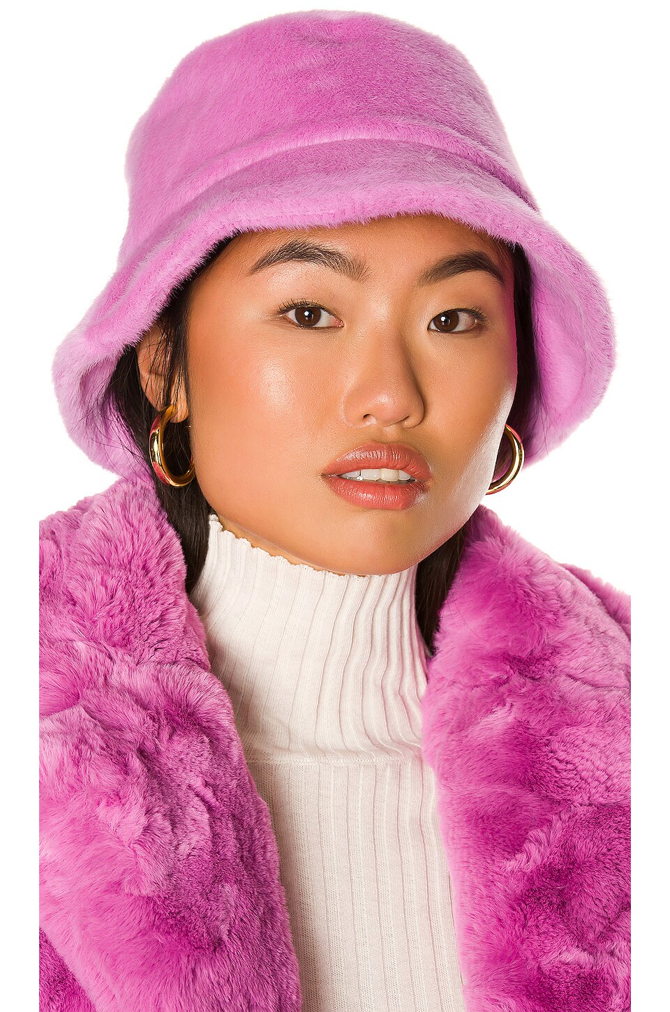 Apparis Tatum Faux Fur Bucket Hat Sugar Pink