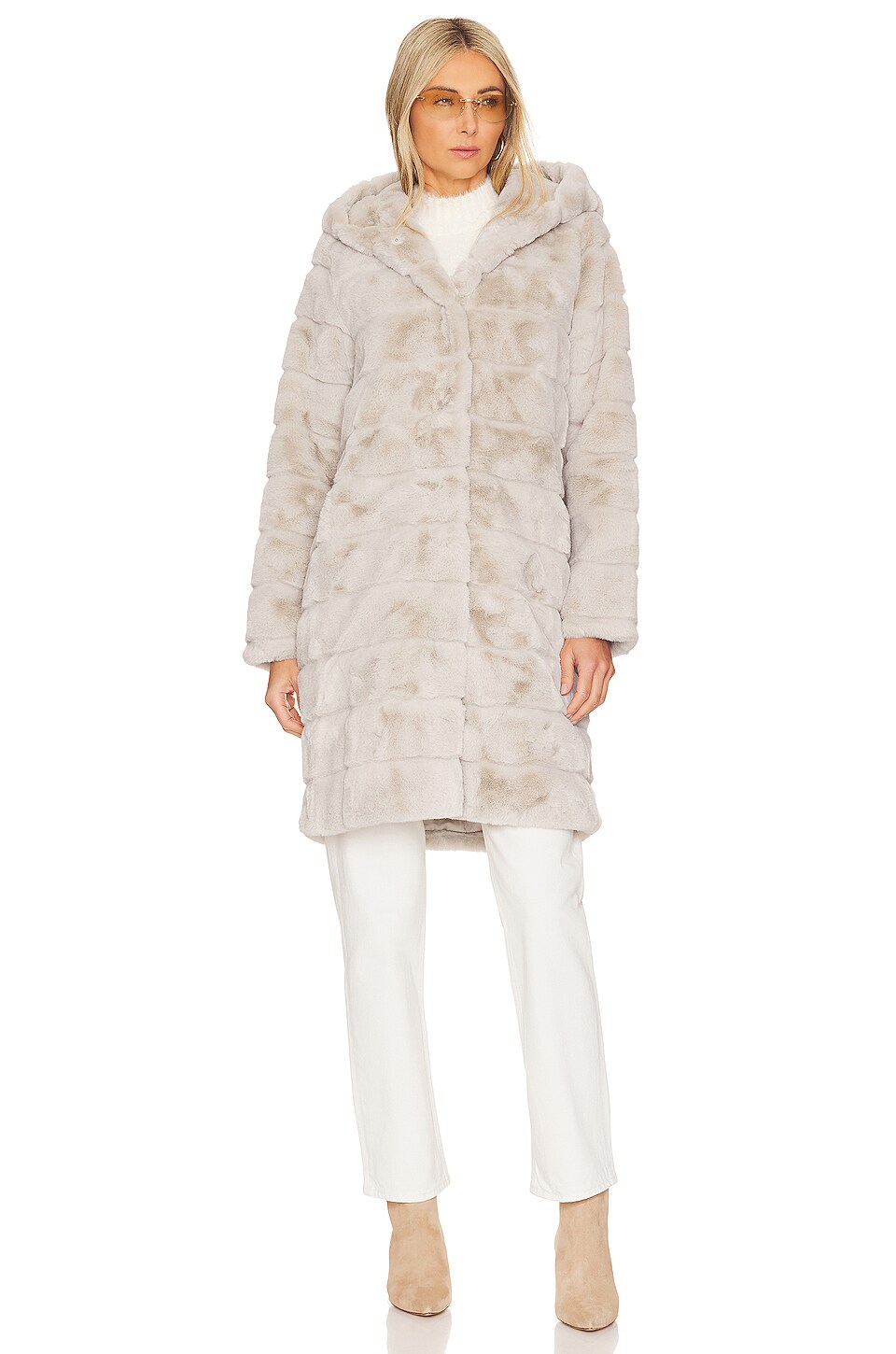 Apparis Celina 3 Faux Fur Coat in Latte