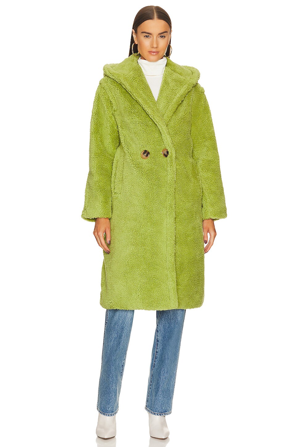 Apparis Mia 2 Faux Fur Coat in Kiwi