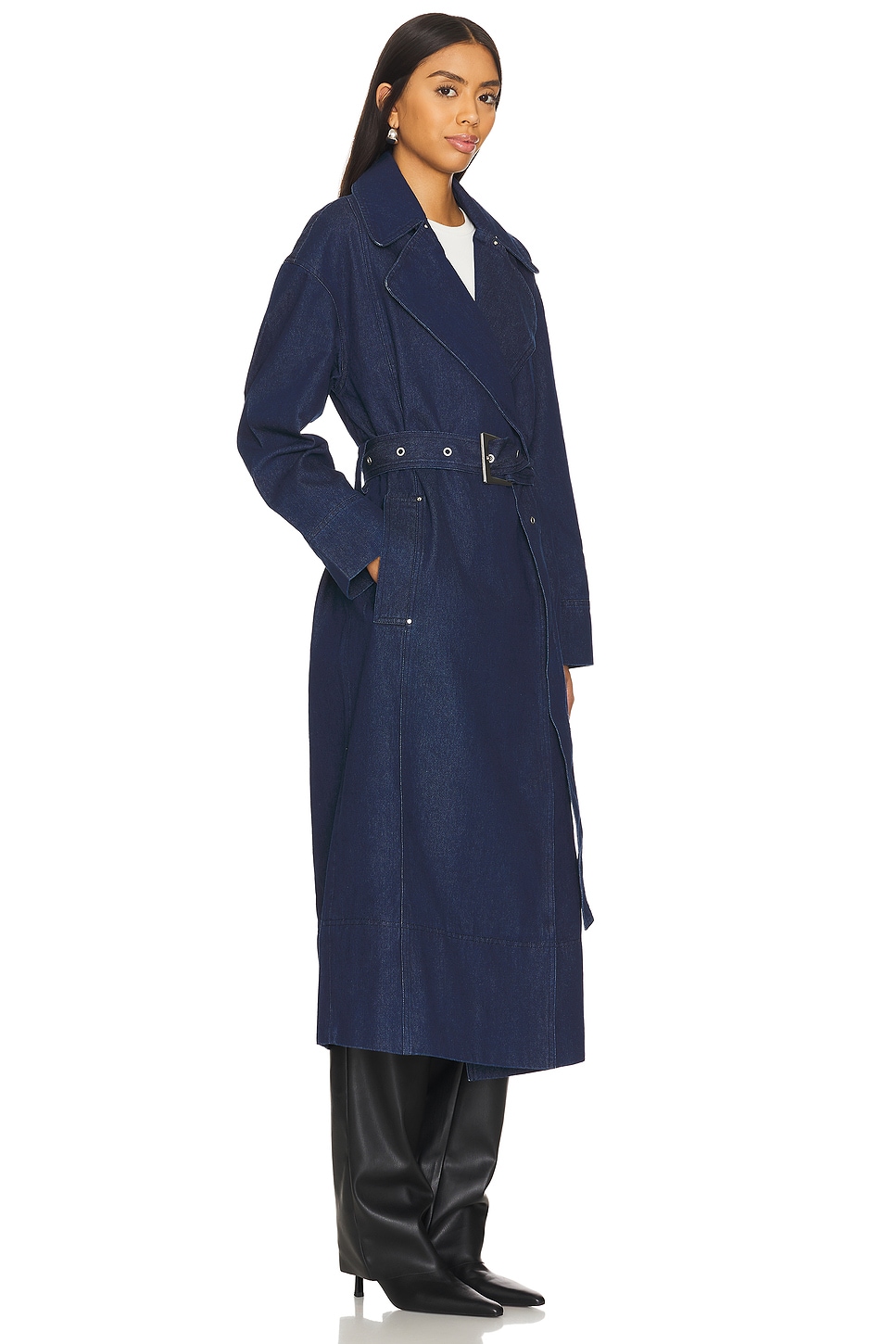 Tate Denim Trench Coat - Thumbnail 3