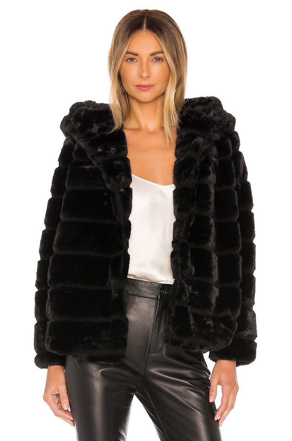 Apparis Goldie Faux Fur Jacket in Noir | REVOLVE