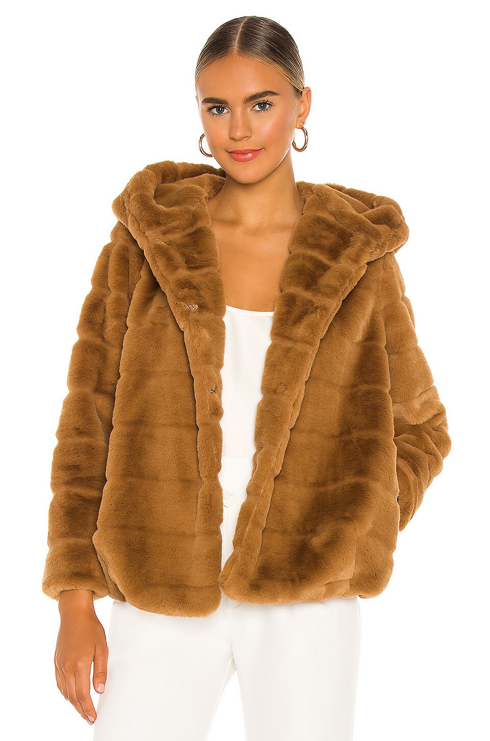 Apparis Goldie Faux Fur Jacket in Camel | REVOLVE