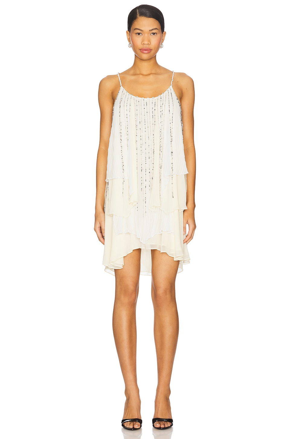 black dress mini flowy Arianna Black Lace Halter Mini Dress - Size L - Mustard Seed