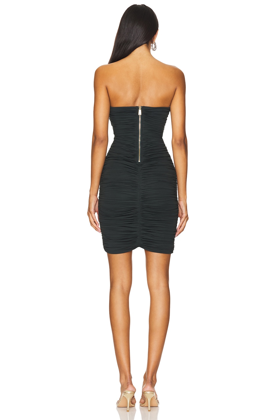 AREA Ruched Mini Dress in Green | REVOLVE