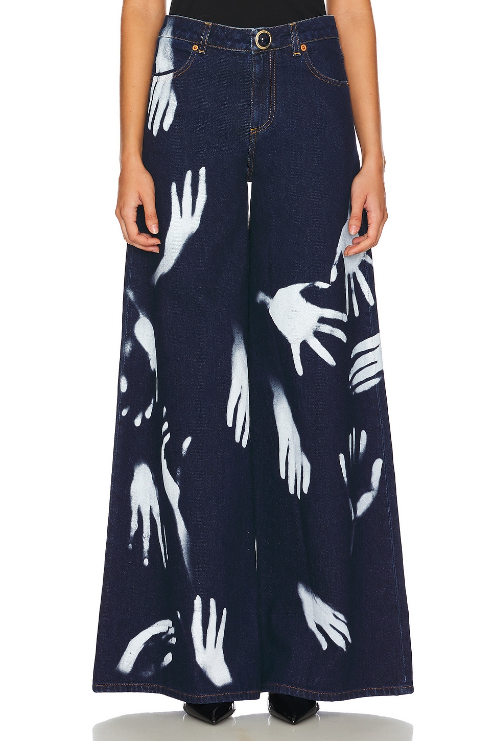 Handprint Wide Leg Jeans