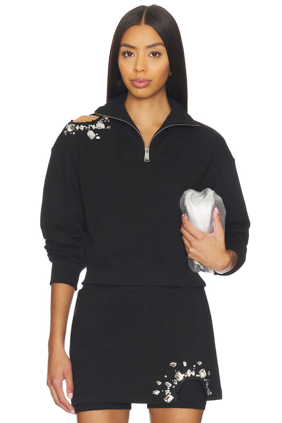 Cutout Quarter Zip Sweatshirt