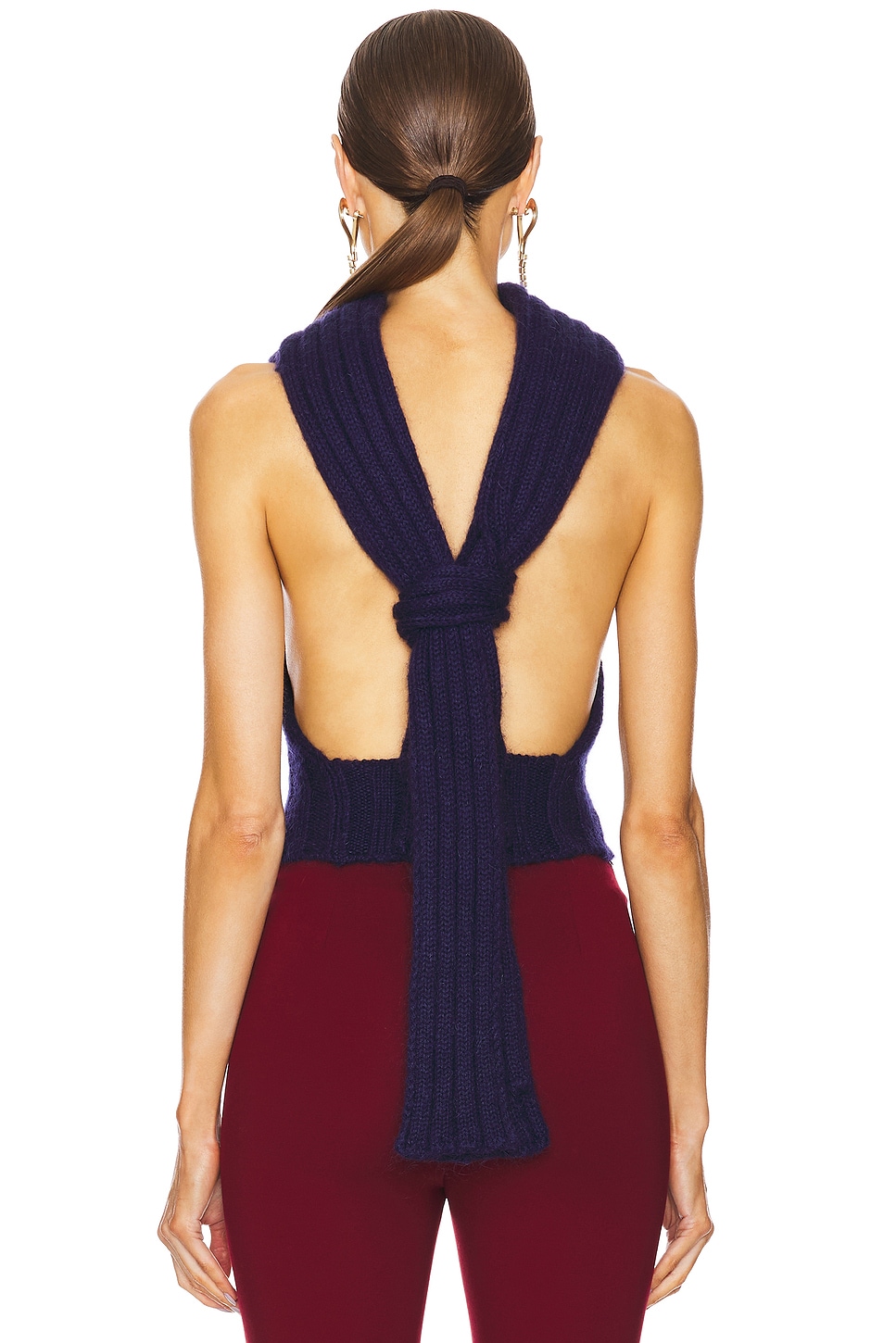 Sleeveless Twisted Knit Top - Thumbnail 3