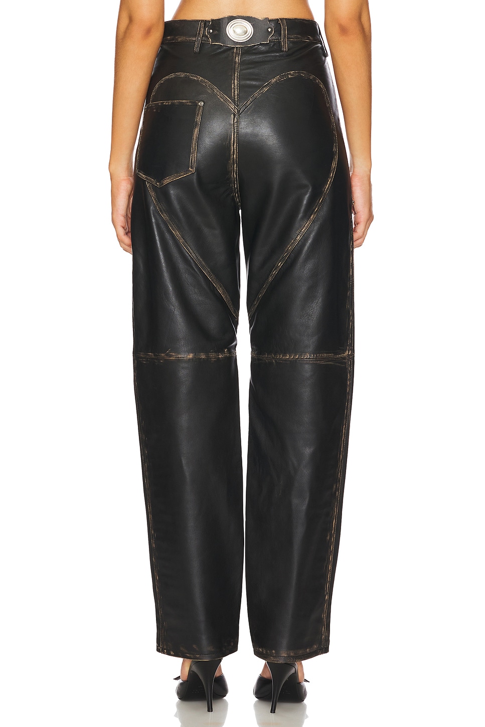 Area Studded Leather Slit Leg Pant thumbnail