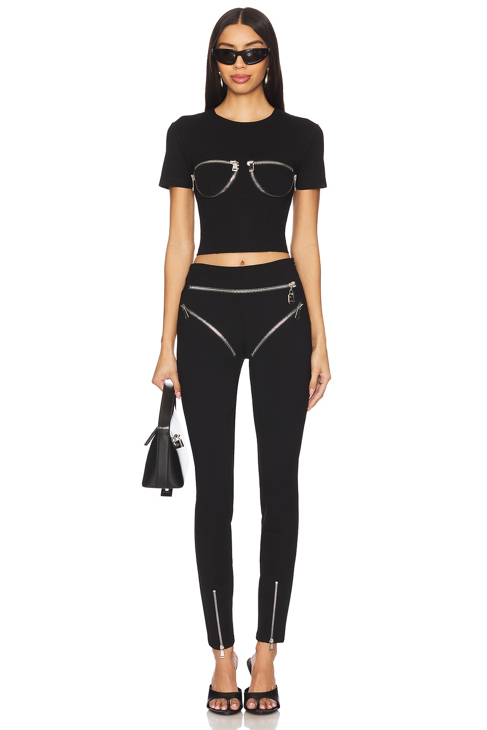 Zipper Bustier Cup T-Shirt
