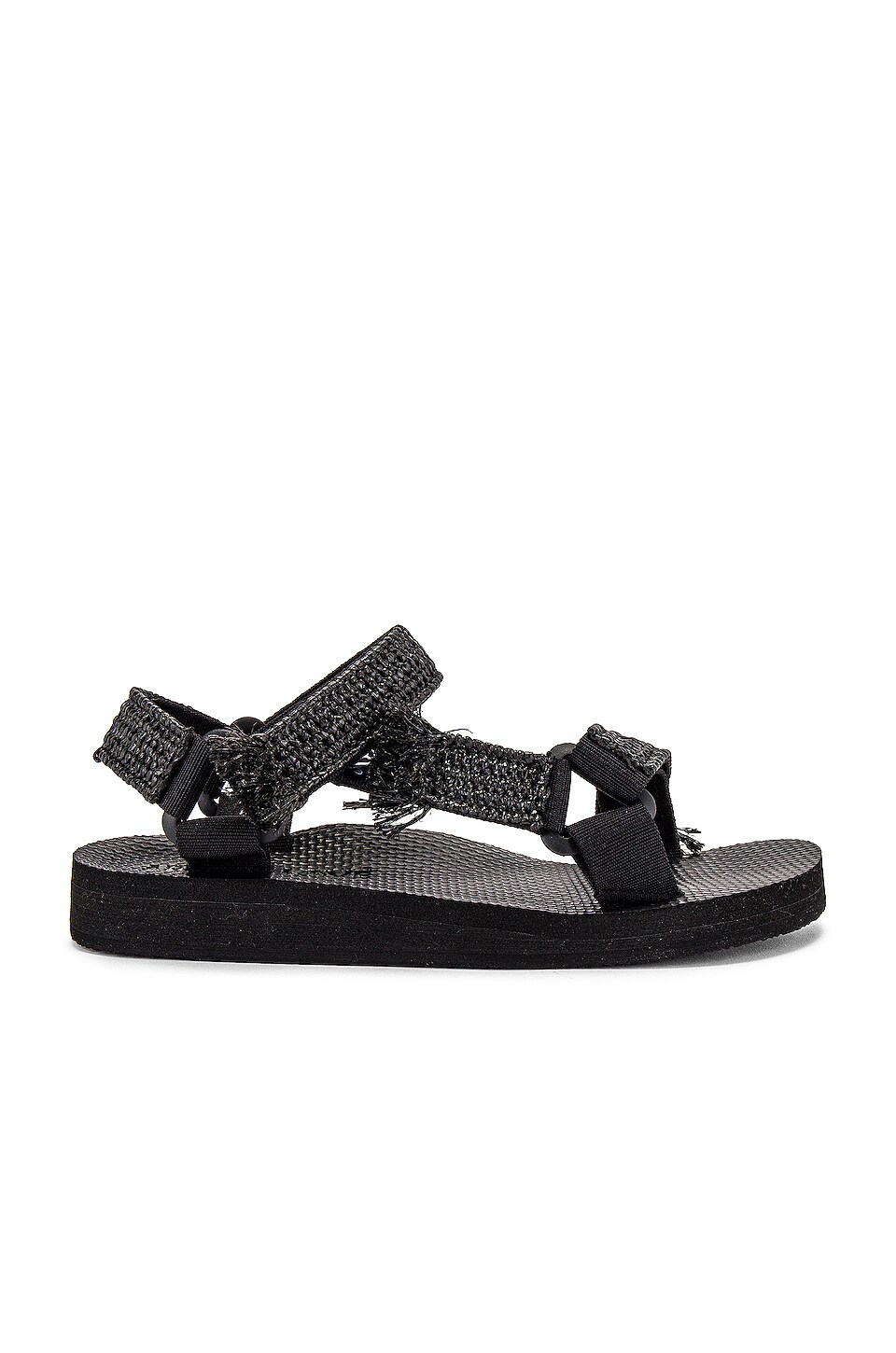 Arizona Love Trekky Raffia Sandal in Raffia Black | REVOLVE