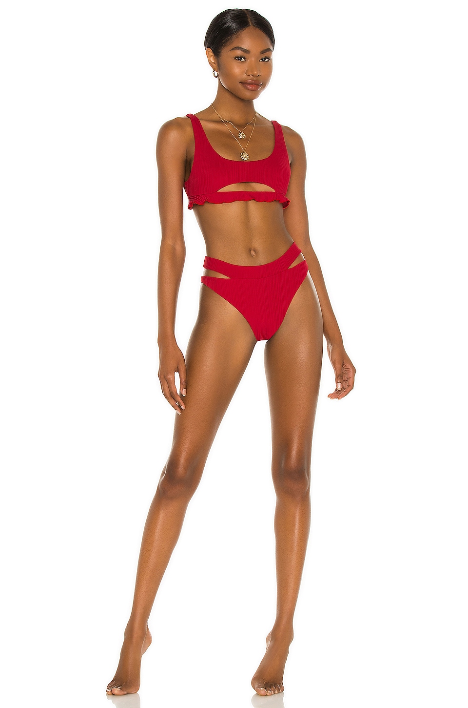 Aro Swim X Madelyn Cline Lee Bikini Bottom In Scarlet Revolve 