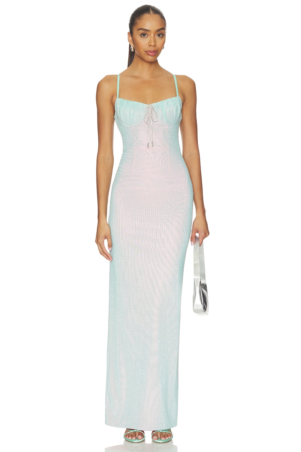 knee length dresses for ladies Sherri Hill Strapless Hotfix Long Dress 56639 main image 1