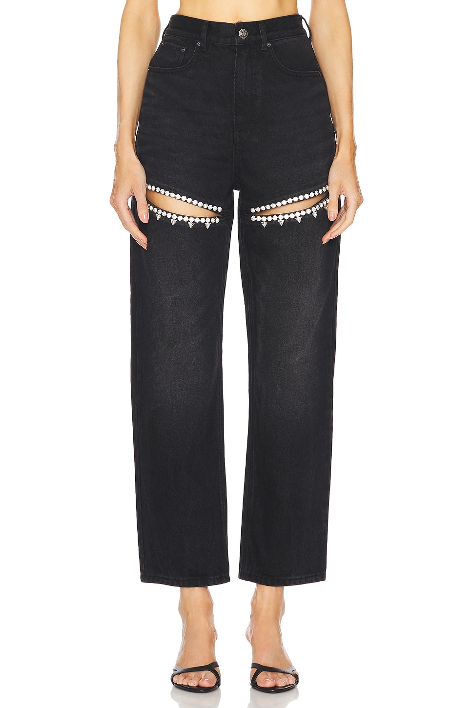 Area Crystal Slit Jeans