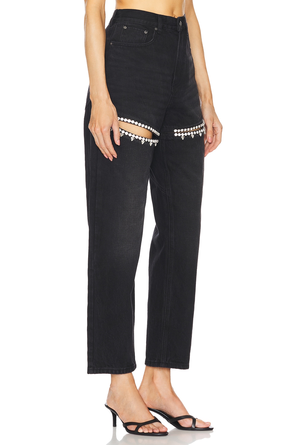 Area Crystal Slit Jeans