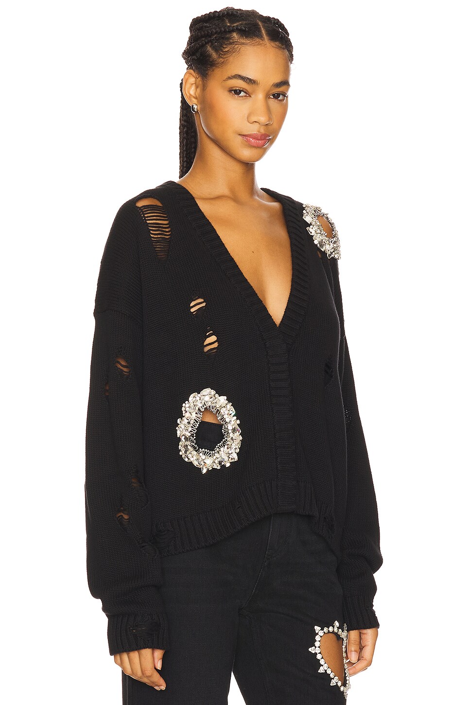 Area - Distressed Crystal Cardigan | Plush