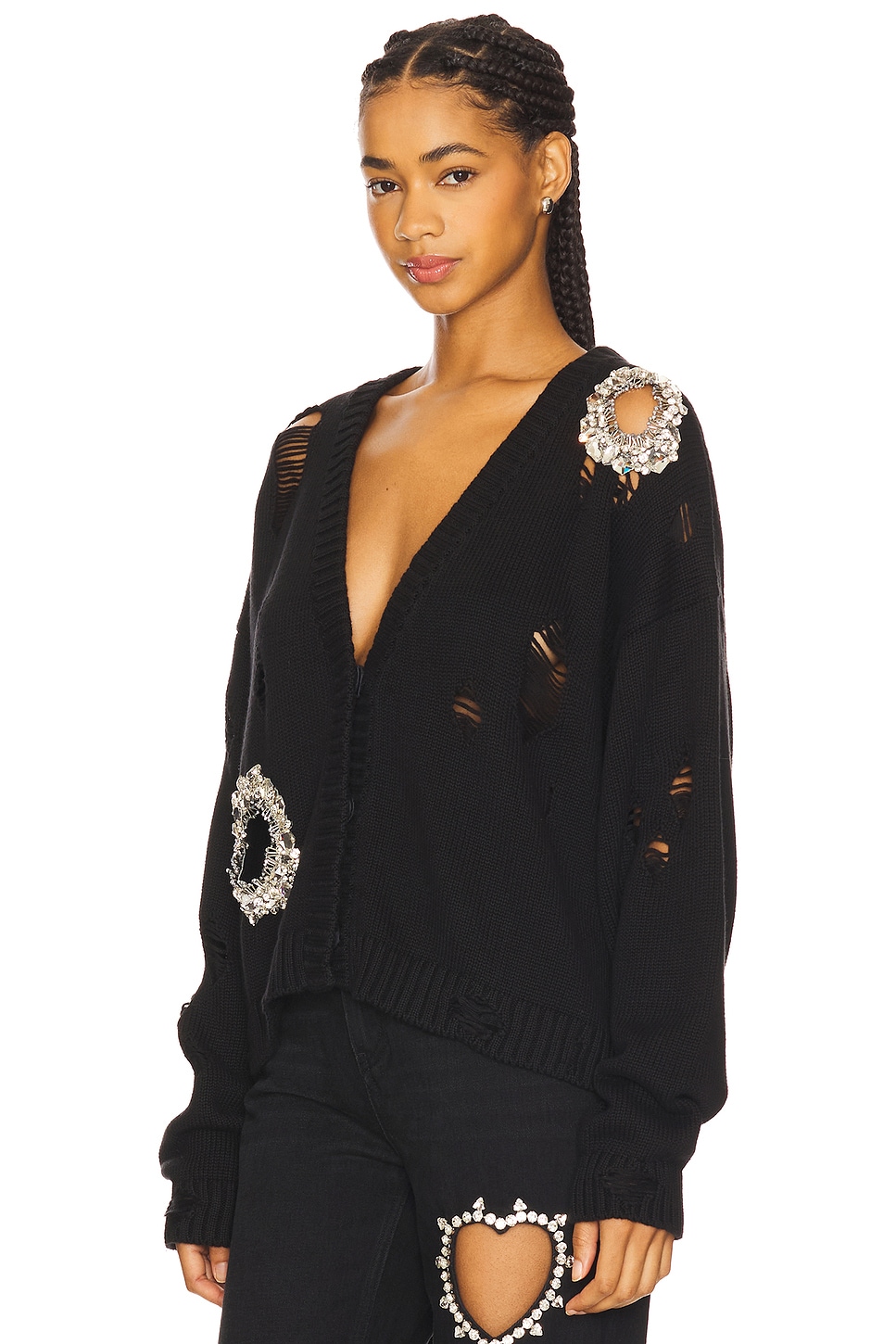 Area - Distressed Crystal Cardigan | Plush