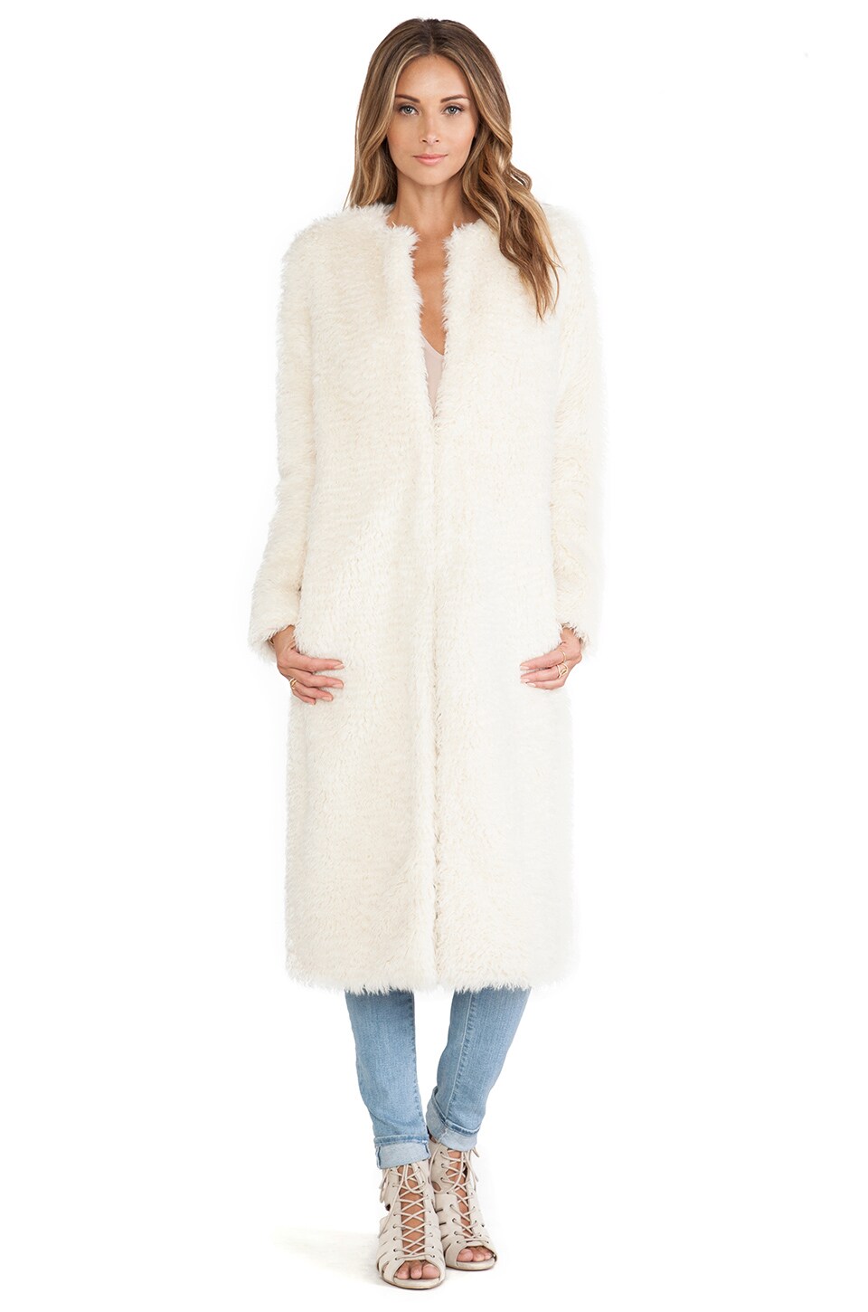 ashley B Long Faux Fur Coat