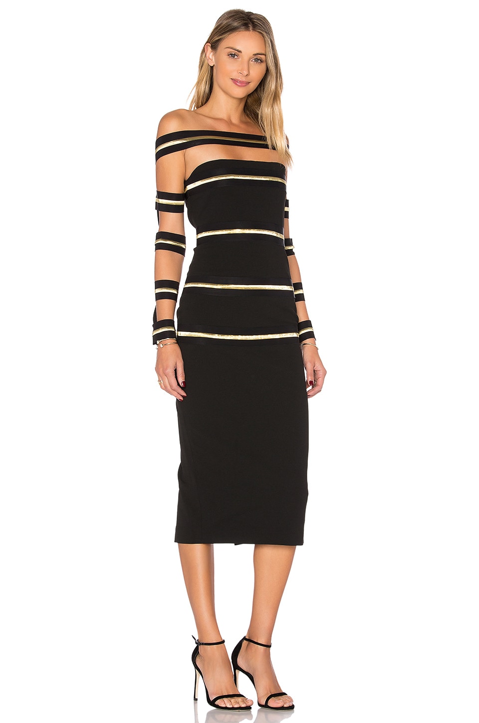 ASILIO Gold Runner Dress in Black & Gold