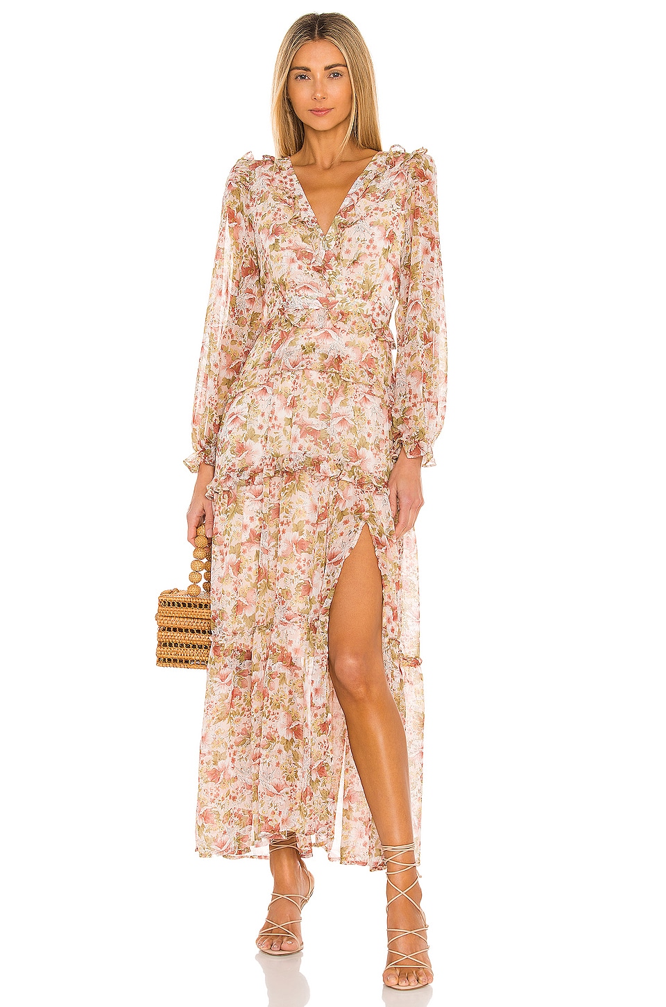 ASTR the Label Fleur Dress in Peach Dusty Rose Floral | REVOLVE