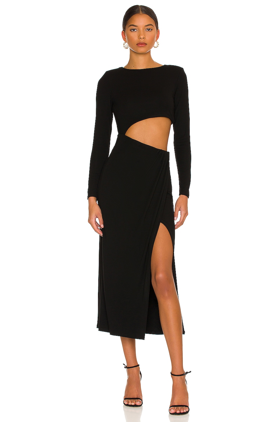 ASTR the Label Cut Out Midi Dress in Black | REVOLVE
