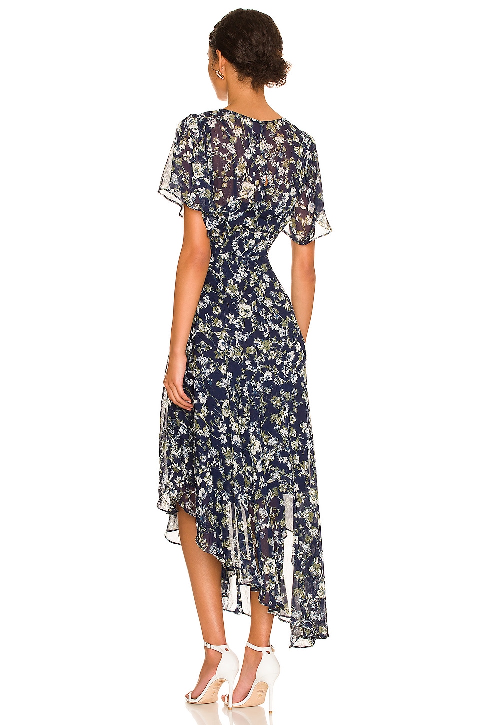 ASTR the Label Flutter Sleeve Maxi Dress in Blue & Green Floral | REVOLVE