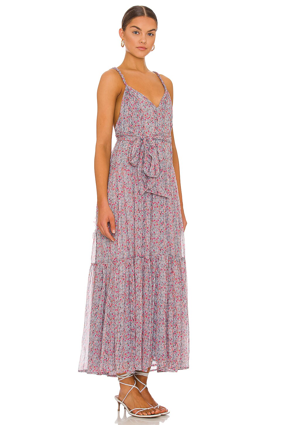 ASTR the Label Eartha Dress in Blue & Pink Multi Ditsy