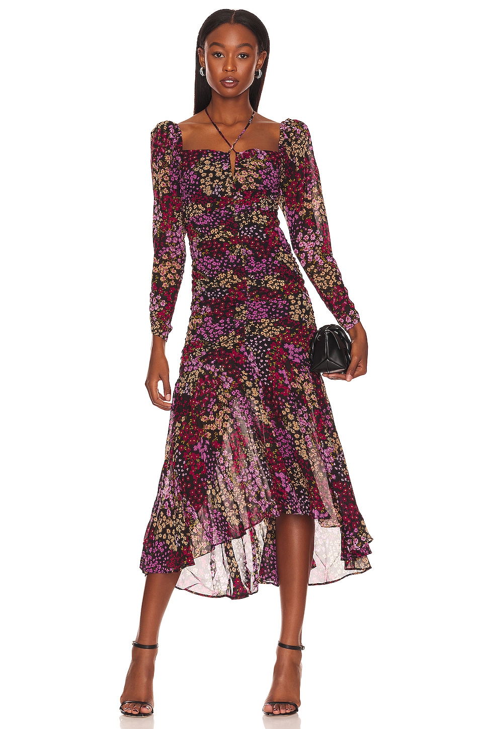 Astr the label floral hotsell long sleeve midi dress