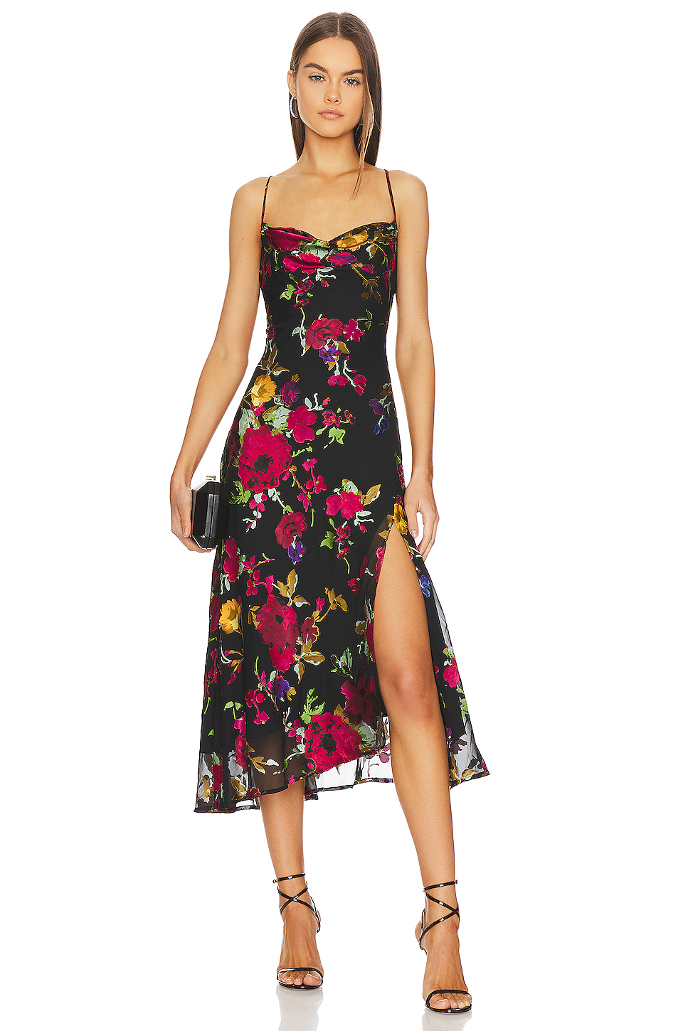 ASTR the Label Gaia Dress in Black & Red Floral | REVOLVE