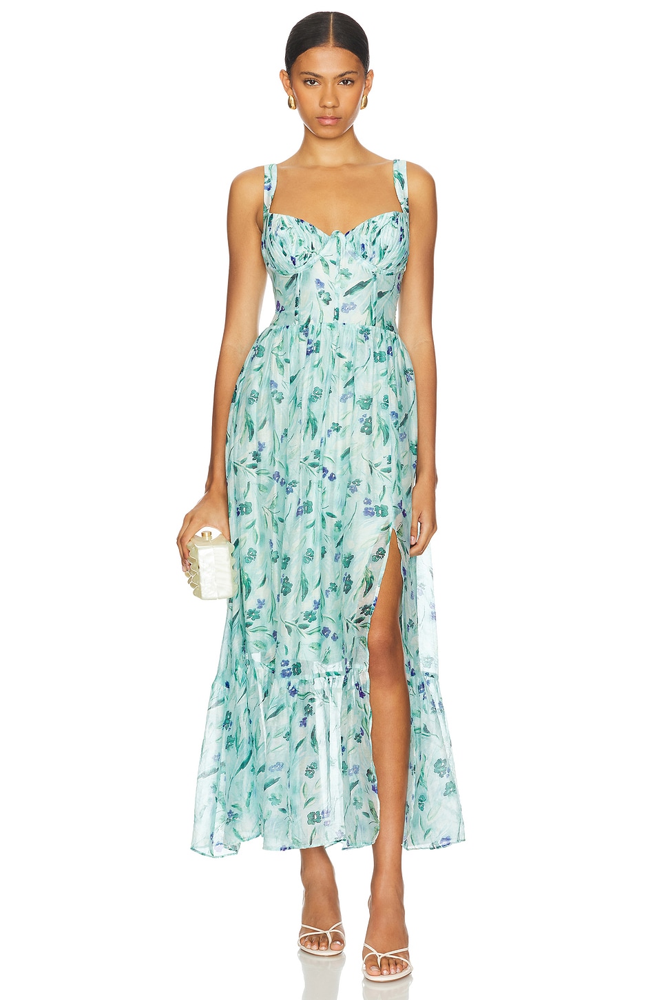 ASTR the Label Kelby Dress in Green Blue Floral | REVOLVE