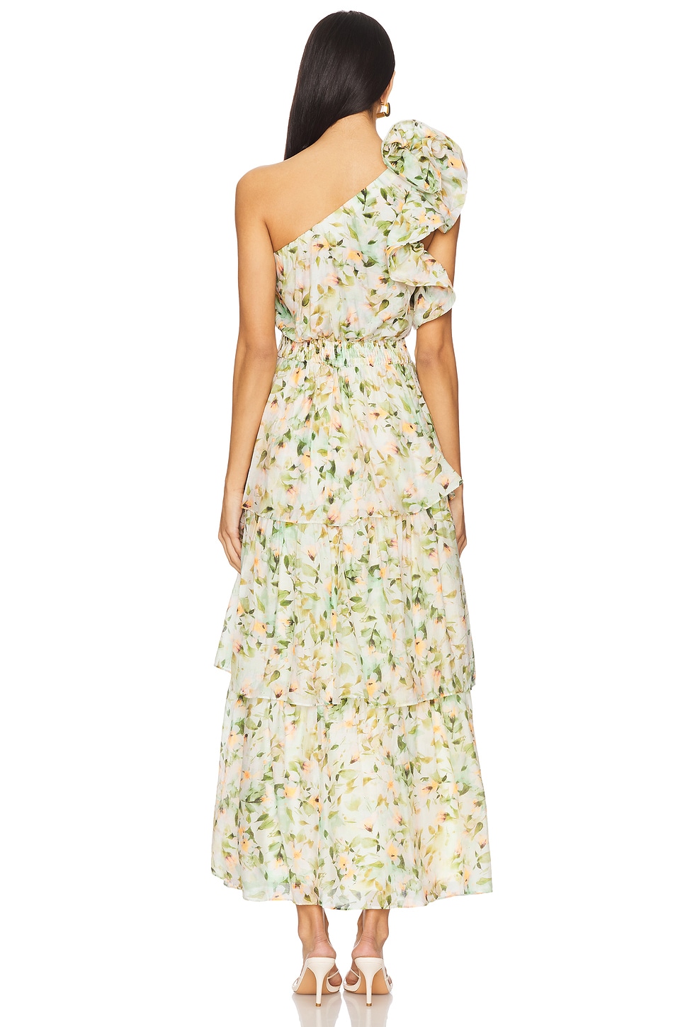 slim fit dress slacks Long Floral One Shoulder Dress – The Dress Outlet main image 1