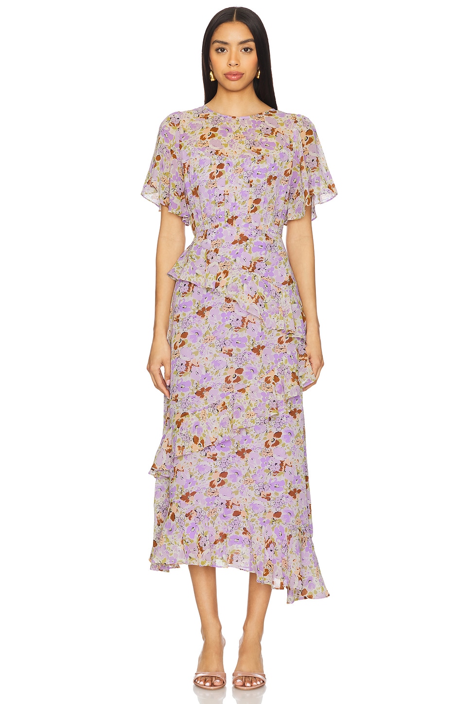 chinese dress ladies Aurelia Satin V-Neck Midi Dress