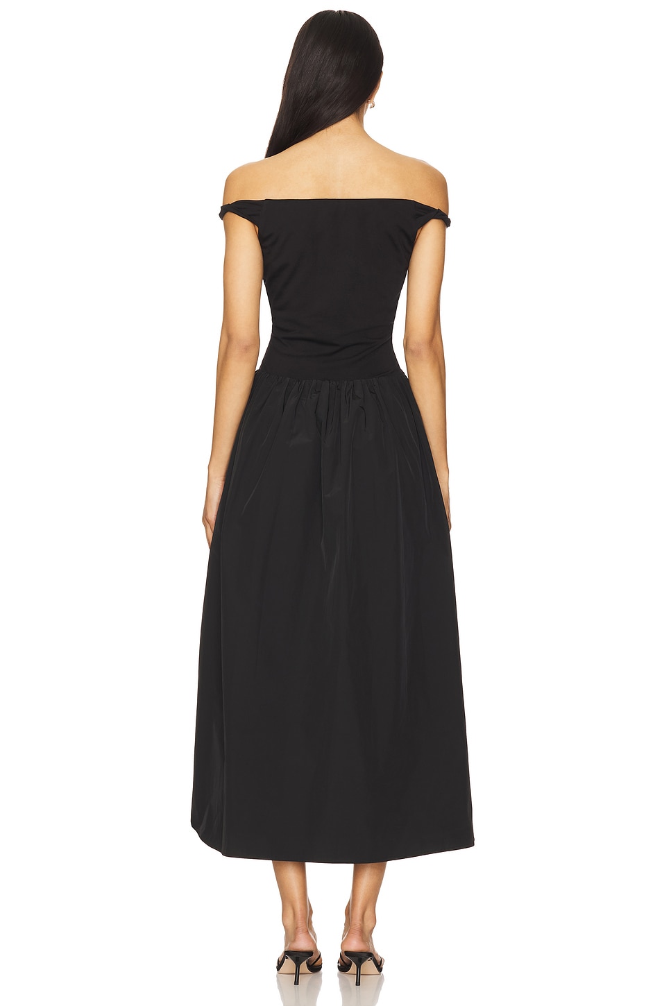 ASTR the Label Off Shoulder Poplin Dress in Black | REVOLVE