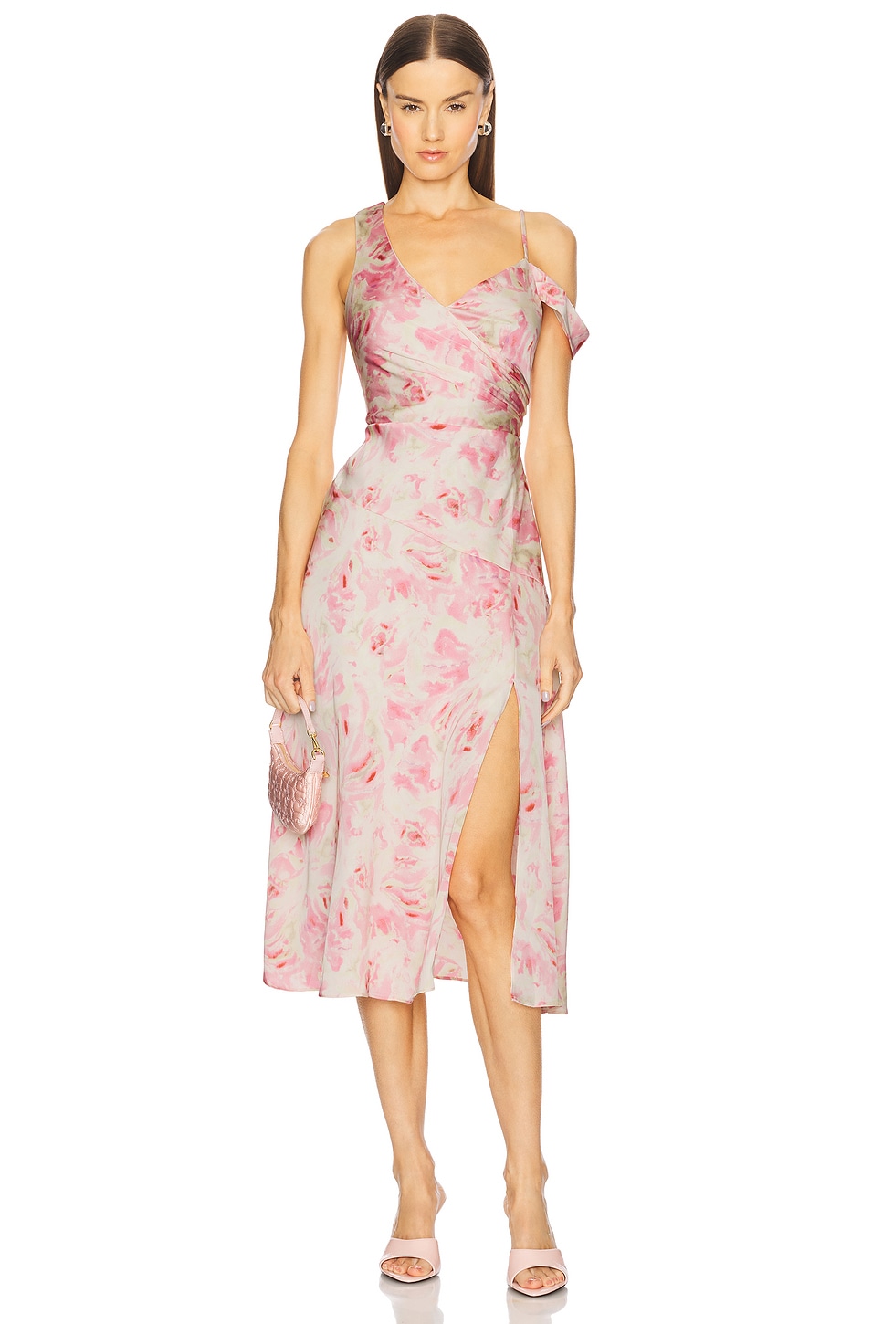 VESTIDO ASIMÉTRICO CON CINTURA FRUNCIDA