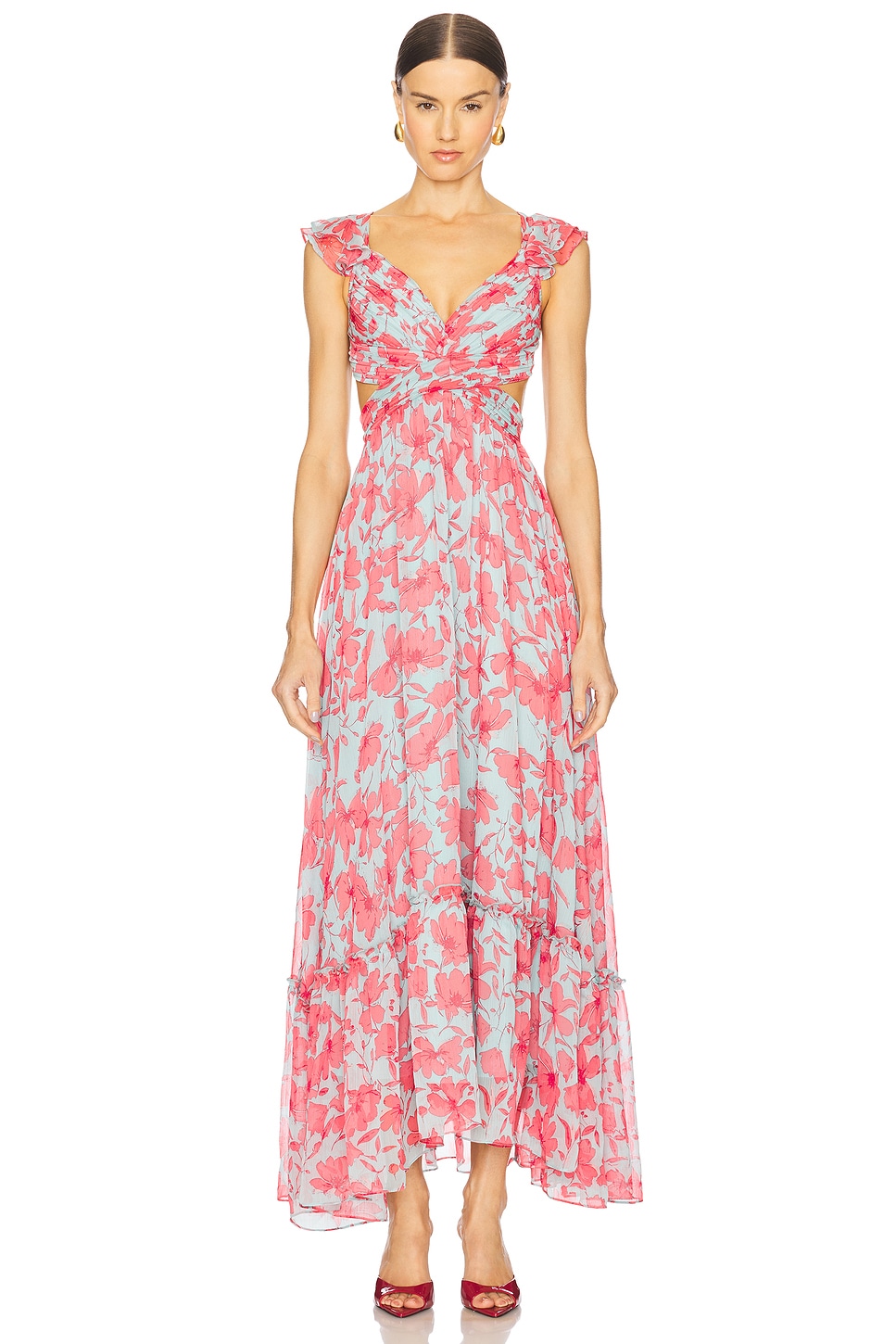 ASTR the Label Primrose Dress in Pink Aqua Floral | REVOLVE