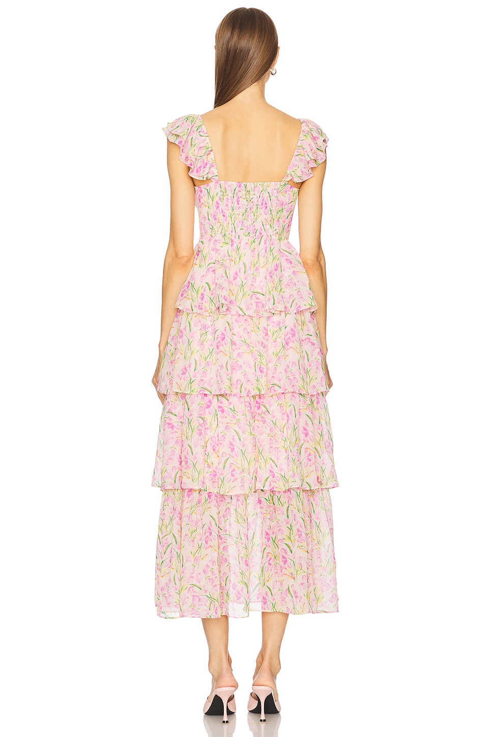 midsummer midi dress astr Midsummer Eyelet Tiered Maxi Dress