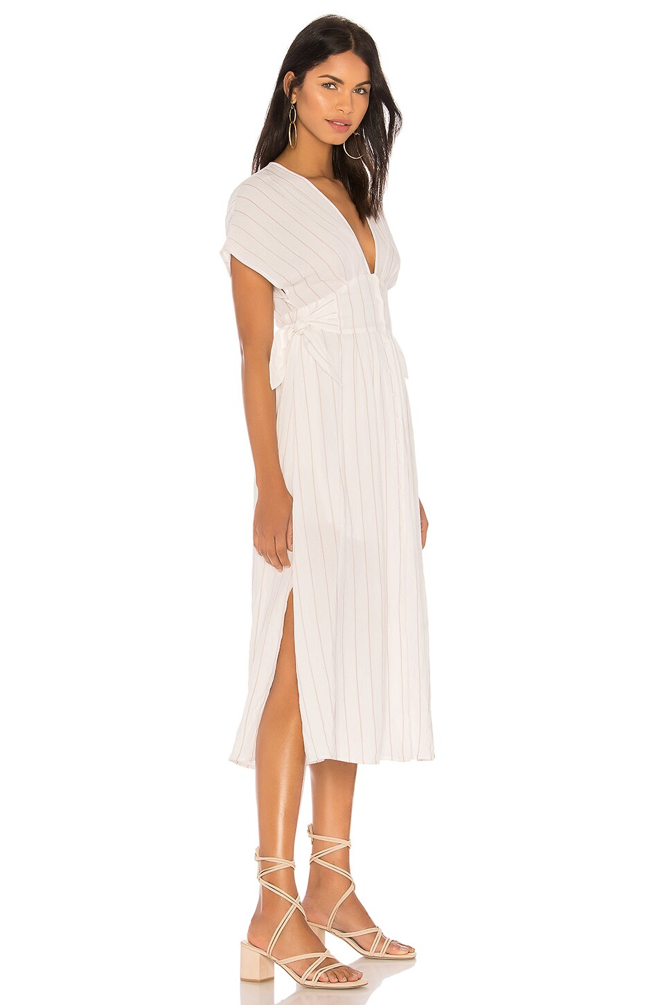 ASTR the Label Sierra Dress in White & Taupe Stripe