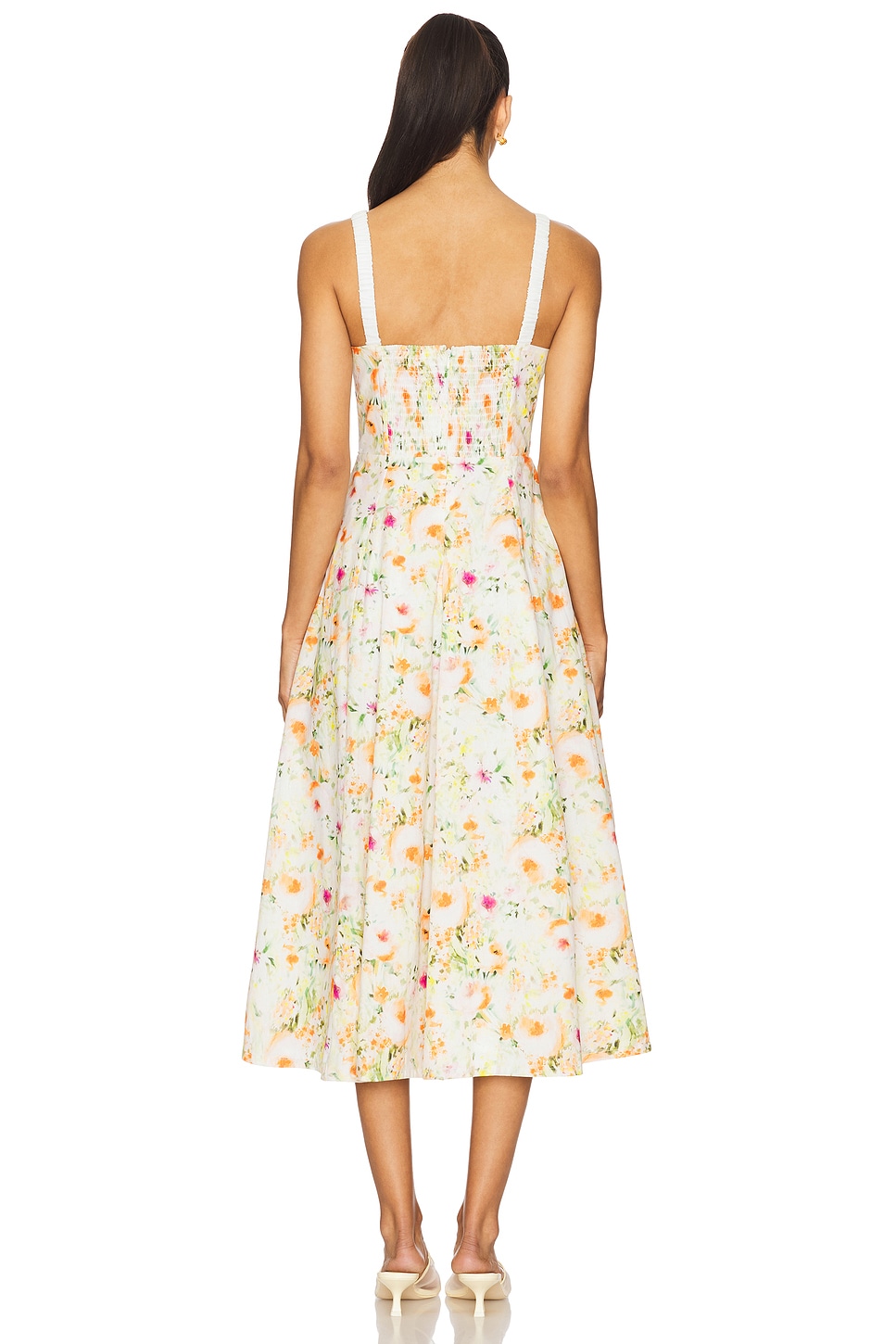 green and orange floral dress Pansy Burnt Orange & Green Floral Dress main image 1