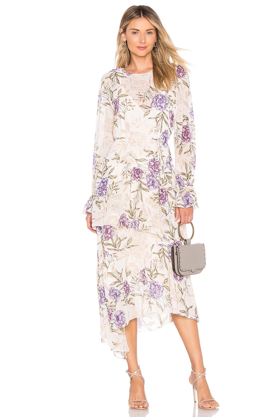 ASTR the Label Mona Dress In Cream Lilac Floral in Cream Lilac Floral ...