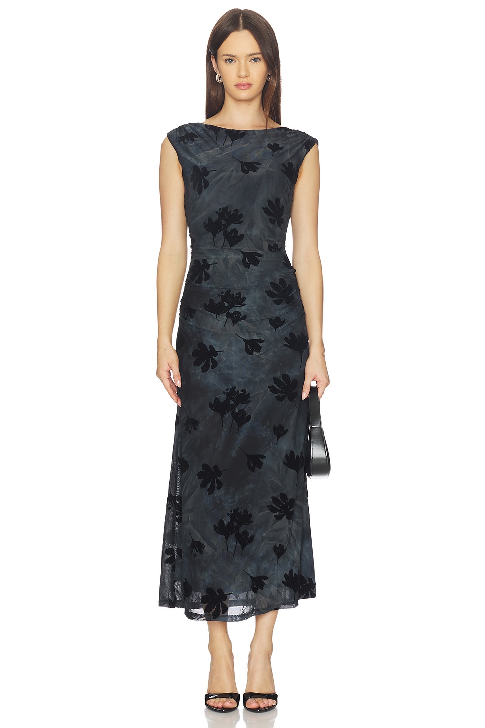 astr the label black floral dress Donne Floral Lace Midi Dress