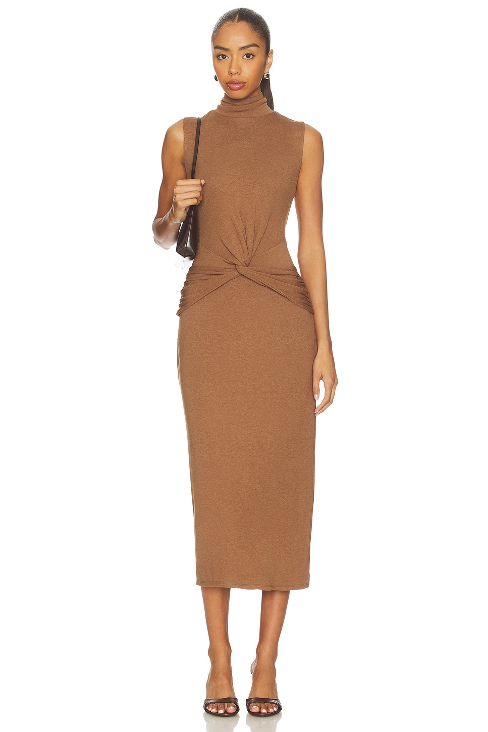 astr the label brown dress Ilaria Floral Jacquard Midi Dress main image 1