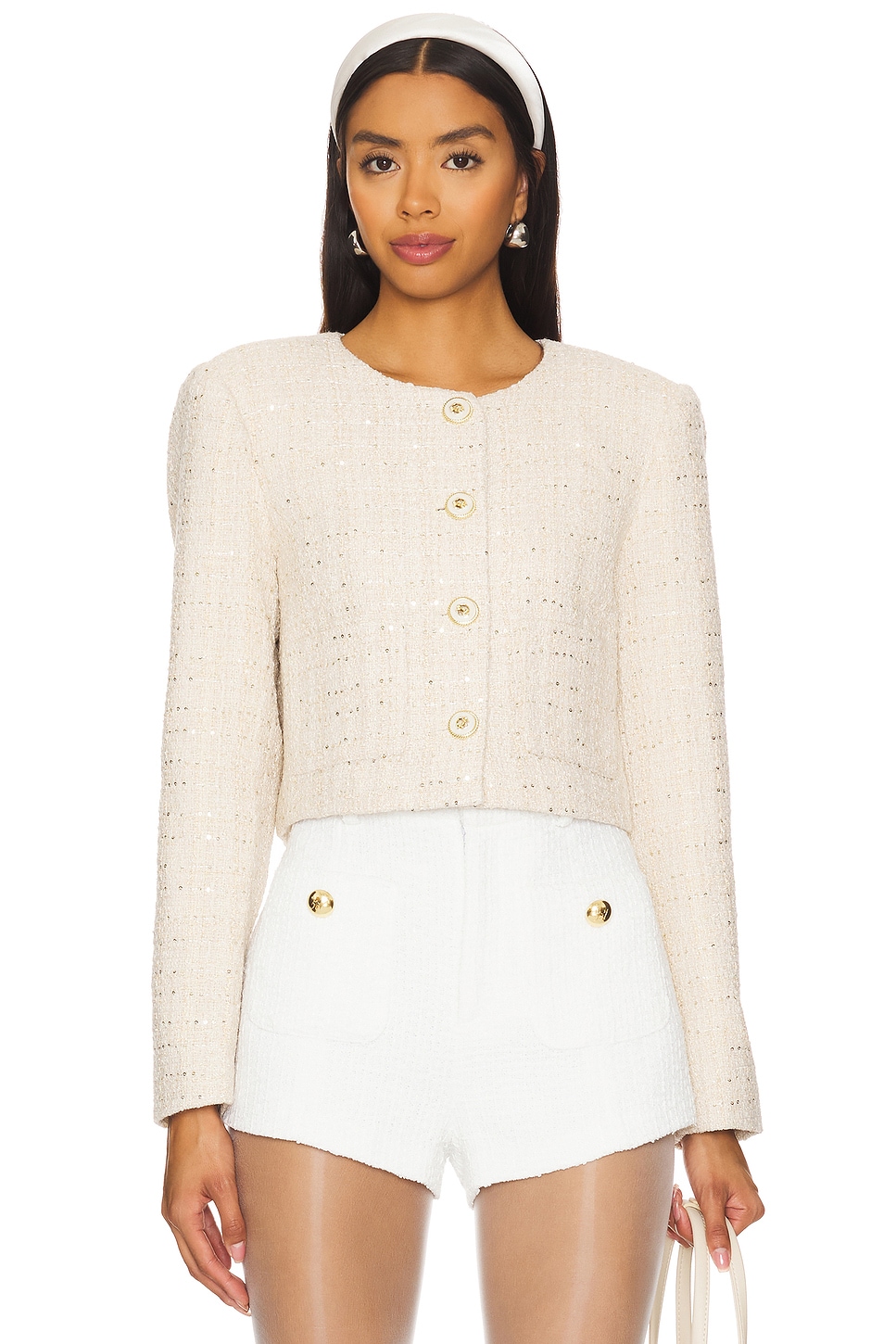 ARGUE MAILLE BLANCHE LINEN JACKETベージュレア‼️ ASTR the Label Milena Jacket in Cream Gold | REVOLVE