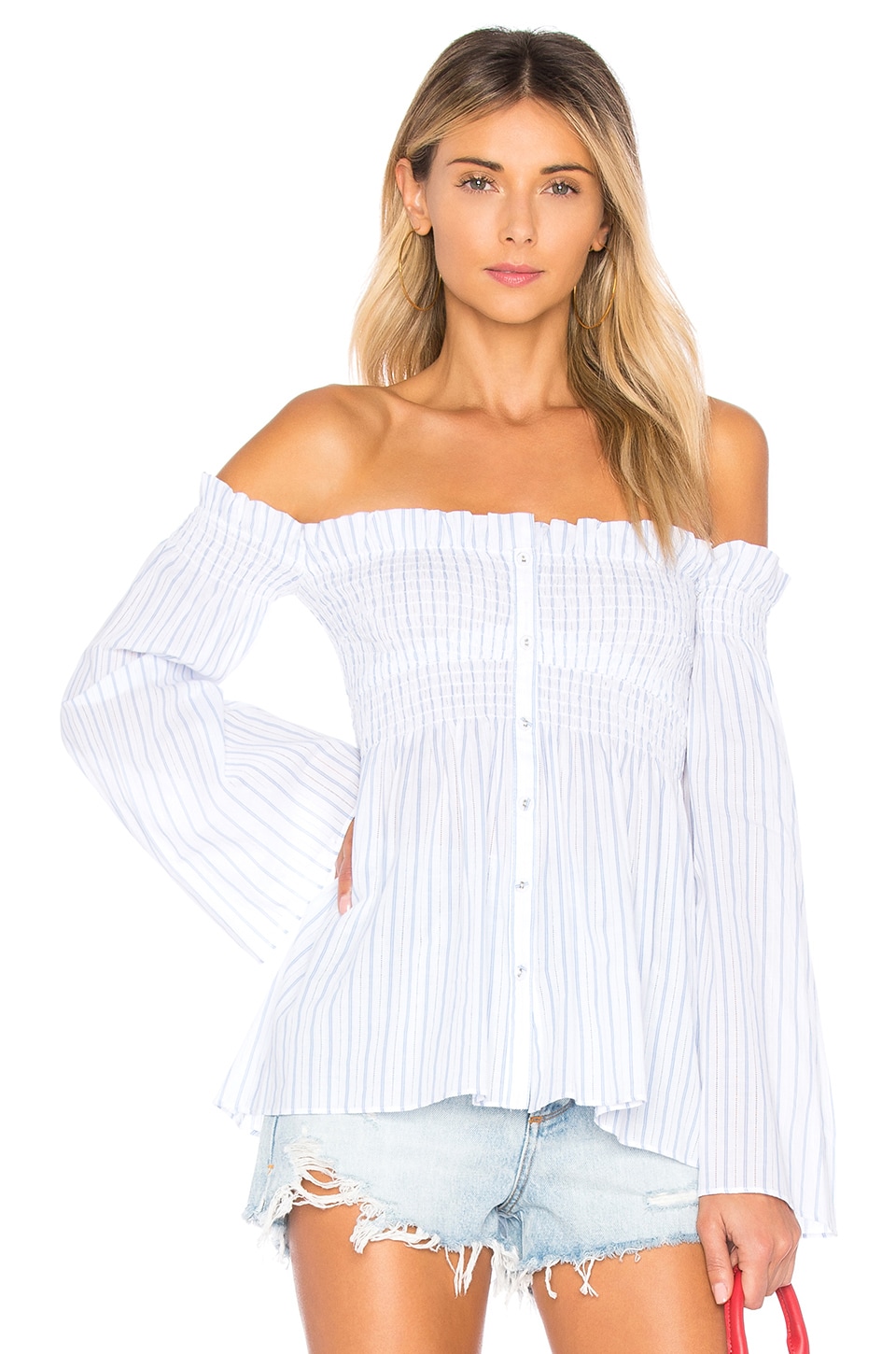 ASTR the Label Shelby Top in White Blue Stripe | REVOLVE