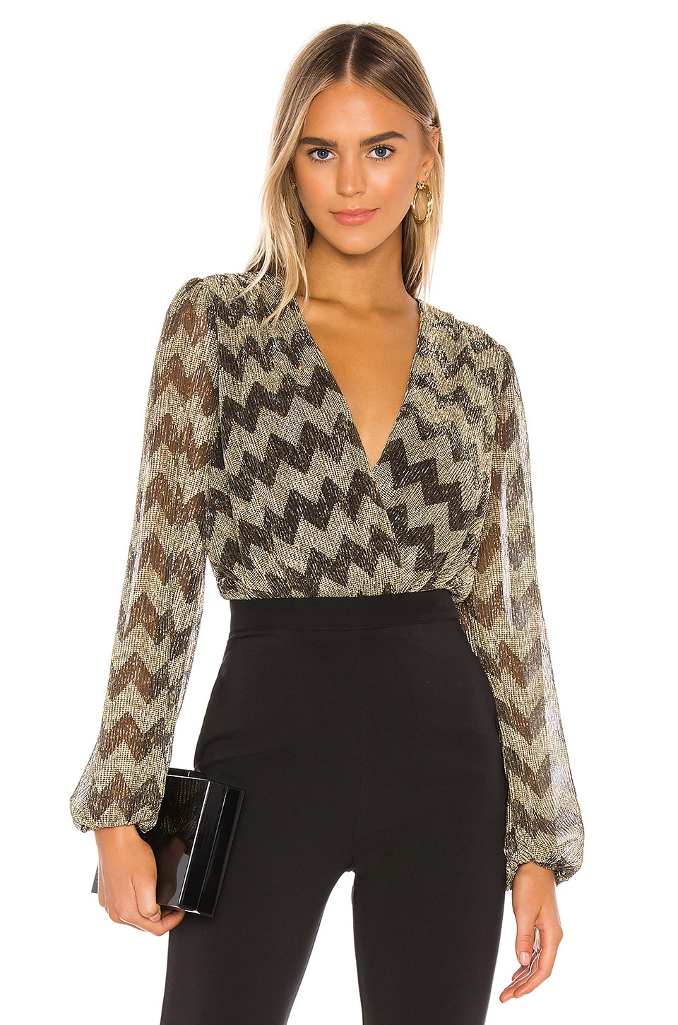 Astr The Label Primadonna Top In Gold Chevron Revolve